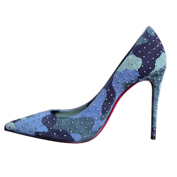 !SOLD! Christian Louboutin Kate Plume 100 Camo Studded Suede Pumps 36 - Picture 6 of 16